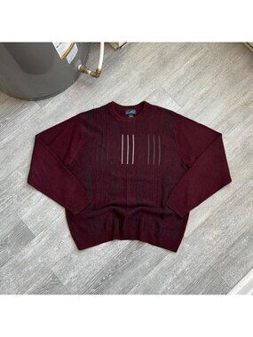 Burgundy Red / White / Multi Vintage 90’s Arnold Palmer Knit Pattern Sweater